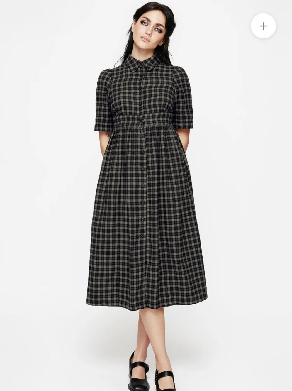 Terra Midi Smock Shirt Dress - Olive